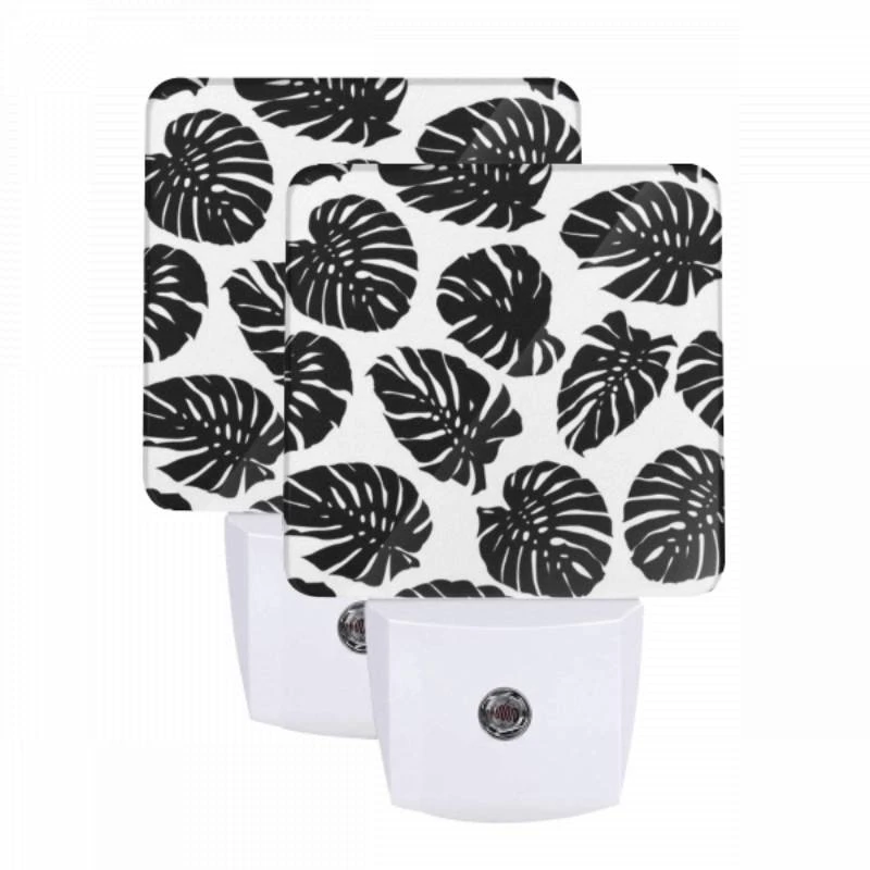Night Light Set of 2, A pattern of black and white leaves. Night Light Set Of 2, A Pattern Of Black And White Leaves. -Acrylic Night Light Shop 1f53189cf2b67a65ad89f800cea6ab779e8dd9dc