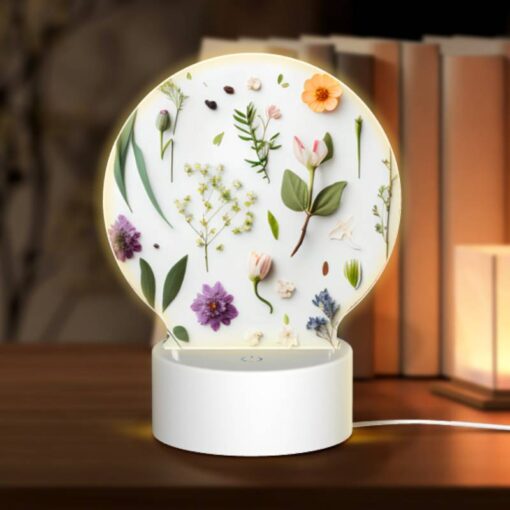Round Acrylic Night Light, A Collection Of Flowers And Leaves On A White Background. -Acrylic Night Light Shop 2018219fabd674a5dd98df361f00ca1e8d2f06b8
