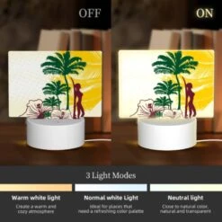 Rectangular Acrylic Night Light, A Woman Is Standing In Front Of A Palm Tree. -Acrylic Night Light Shop 21639532cd7ffb818bbf73d633199a5ea219860d