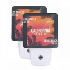 Night Light Set Of 2, A Colorful Poster Advertising A Surf Club In Venice Beach