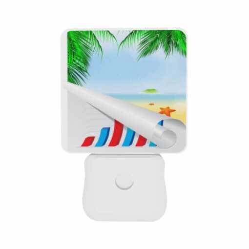 Night Light Set Of 2, A Graphic Of A Beach With A Palm Tree And A Starfish. -Acrylic Night Light Shop 21882a366924a47aae36b194c34d136447d9340a
