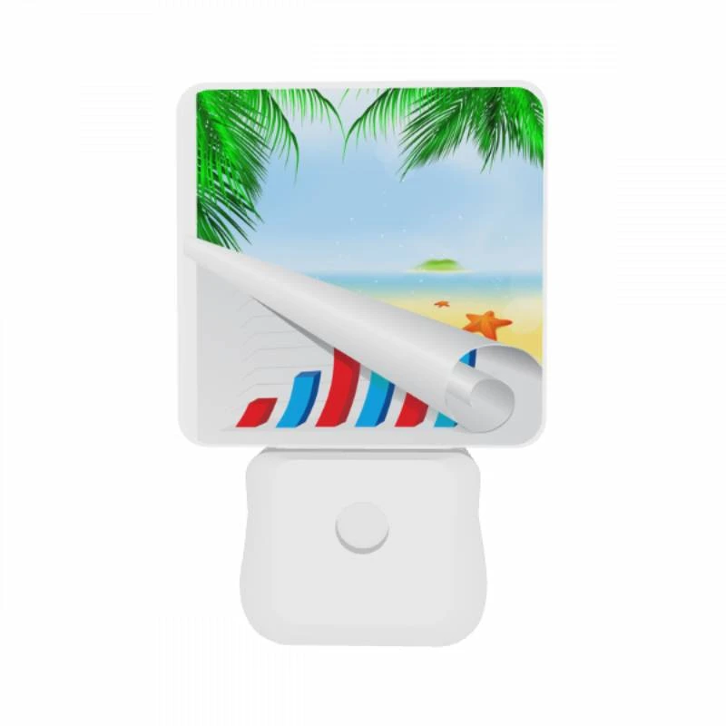 Night Light Set of 2, A graphic of a beach with a palm tree and a starfish. Night Light Set Of 2, A Graphic Of A Beach With A Palm Tree And A Starfish. -Acrylic Night Light Shop 21882a366924a47aae36b194c34d136447d9340a