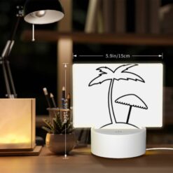Rectangular Acrylic Night Light, A Black And White Drawing Of A Palm Tree And A Beach Umbrella. -Acrylic Night Light Shop 22ea983640cd7727384d3150459ebb2cb07f8388