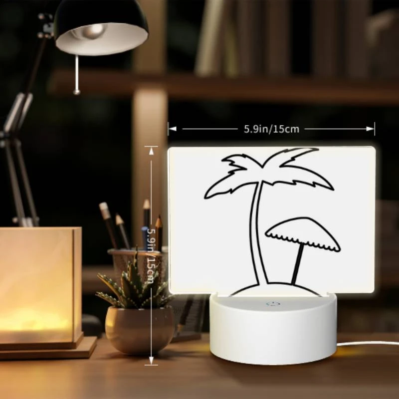 Rectangular Acrylic Night Light, A black and white drawing of a palm tree and a beach umbrella. Rectangular Acrylic Night Light, A Black And White Drawing Of A Palm Tree And A Beach Umbrella. -Acrylic Night Light Shop 22ea983640cd7727384d3150459ebb2cb07f8388