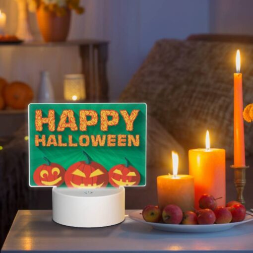 Rectangular Acrylic Night Light, Three Pumpkins With Smiling Faces On Them -Acrylic Night Light Shop 2323fb56ae8ade7708b782087054f9e166ad8f42