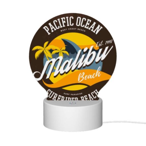 Round Acrylic Night Light, A Logo For Malibu Surf Rider Beach. -Acrylic Night Light Shop 2351d85306a600da800e782eaef27e33556e5023