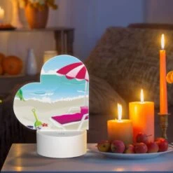 Love Acrylic Night Light, A Pink Umbrella Is Set Up On A Beach -Acrylic Night Light Shop 2383c8b0e6e4b3650e7379cfb00742cbbadfa19b