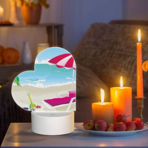 Love Acrylic Night Light, A Pink Umbrella Is Set Up On A Beach -Acrylic Night Light Shop 2383c8b0e6e4b3650e7379cfb00742cbbadfa19b