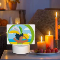 Rectangular Acrylic Night Light, A Woman Wearing A Grass Skirt And A Sun Hat Is Standing On A Beach. -Acrylic Night Light Shop 24349cfd6899c4d34f75de1809c488a7251e856d