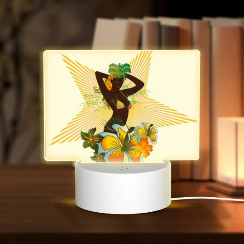 Rectangular Acrylic Night Light, A woman with a flower in her hair is wearing a bikini. Rectangular Acrylic Night Light, A Woman With A Flower In Her Hair Is Wearing A Bikini. -Acrylic Night Light Shop 2489eaee0abd92b72cdf7e2c02719c714a021a2f
