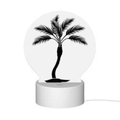 Round Acrylic Night Light, A Black And White Drawing Of A Palm Tree. -Acrylic Night Light Shop 254a30e68f9f2e25bb3680621960d5d0046319df