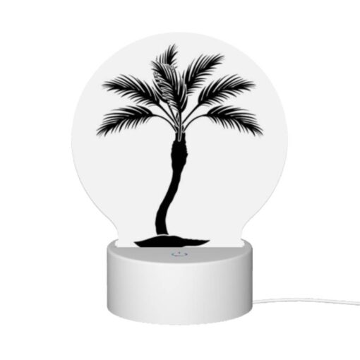 Round Acrylic Night Light, A Black And White Drawing Of A Palm Tree. -Acrylic Night Light Shop 254a30e68f9f2e25bb3680621960d5d0046319df