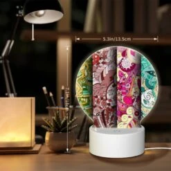 Round Acrylic Night Light, Four Different Colored Paintings Of Flowers. -Acrylic Night Light Shop 25d0d2efb27361df334dd304e1a7d7de0bae0640