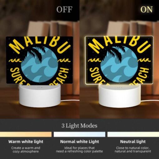 Rectangular Acrylic Night Light, A Logo For Malibu Surf Rider Beach. -Acrylic Night Light Shop 25d68ebbb17f905f7bdd11f72538d0edd828f4e0