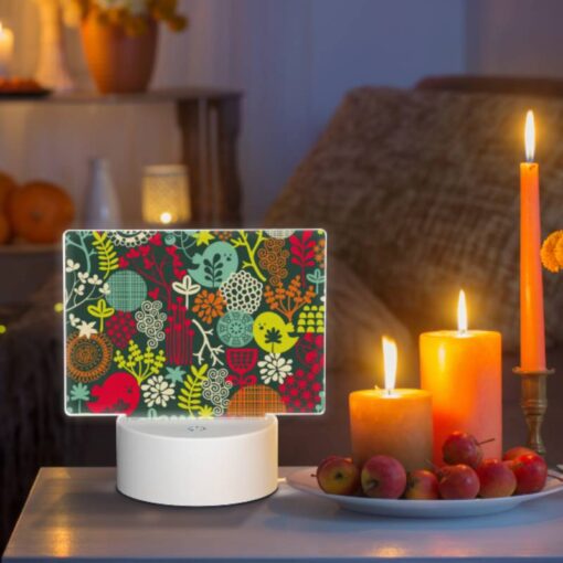 Rectangular Acrylic Night Light, A Colorful Floral Pattern With A Bird In The Middle. -Acrylic Night Light Shop 25e1207a0b6aa507f679413515574a61d529c29b