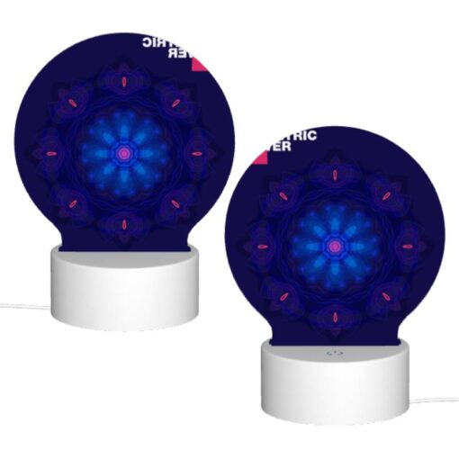 Round Acrylic Night Light, A Blue And Pink Geometric Flower. -Acrylic Night Light Shop 261d64d3b8915d85884e607313c8362e536bfc0e