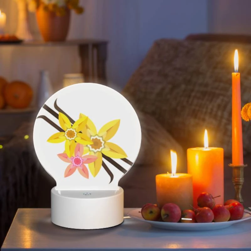 Round Acrylic Night Light, A yellow flower with a pink center is surrounded by other yellow flowers. Round Acrylic Night Light, A Yellow Flower With A Pink Center Is Surrounded By Other Yellow Flowers. -Acrylic Night Light Shop 269cd6d8f1d085a2f0ea889bb05736442b401b54