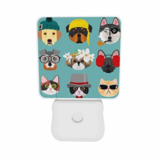 Night Light Set Of 2, A Collection Of Different Dog And Cat Faces. -Acrylic Night Light Shop 26e60d5bcf8628a5e819f1057370f39cc346a755