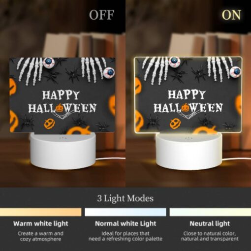 Rectangular Acrylic Night Light, A Halloween Poster With A Spider Web And Skeletons. -Acrylic Night Light Shop 27311fd69949185cc2c9c8b3e45c1042c238f171