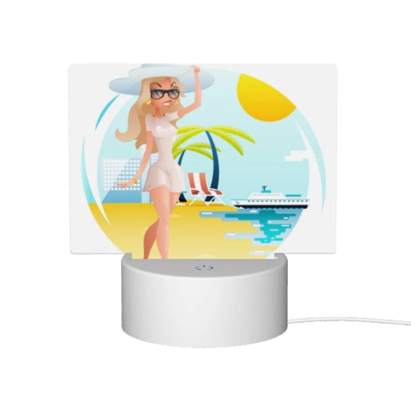 Rectangular Acrylic Night Light, A woman in a white dress is standing on a beach Rectangular Acrylic Night Light, A Woman In A White Dress Is Standing On A Beach -Acrylic Night Light Shop 273e18f65d97de620fb94139376941cbb64496be