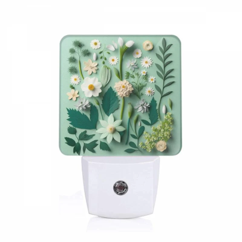 Night Light, A collection of flowers and leaves on a green background. Night Light, A Collection Of Flowers And Leaves On A Green Background. -Acrylic Night Light Shop 279468401e302505b9958f08e84f3fff01218cdb