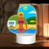 Love Acrylic Night Light, A Woman In A Bikini Is Waving At The Camera While Standing In The Ocean.