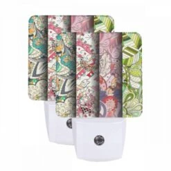 Night Light Set Of 2, Four Different Colored Designs Of A Clock.