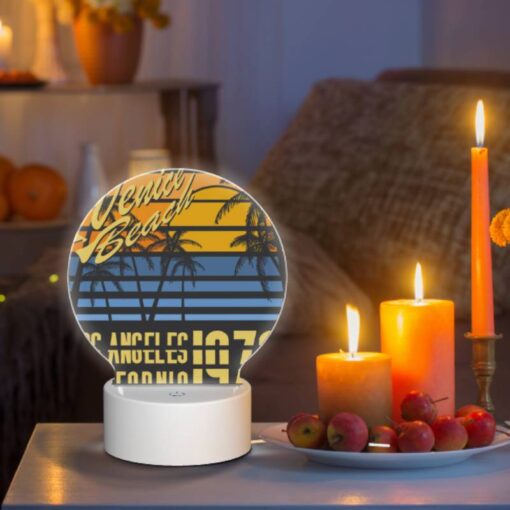 Round Acrylic Night Light, A Colorful Poster Advertising Venice Beach -Acrylic Night Light Shop 287f99bcb651d35b89b5dbe266f3f45dd3f6c50b