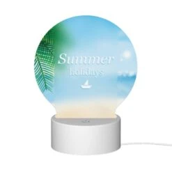 Round Acrylic Night Light, A Picture Of A Beach With A Boat And Palm Trees. -Acrylic Night Light Shop 28a39bcbeefe44ffff257ddfd9f7aa831370fd0f