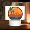 Rectangular Acrylic Night Light, A Sunset Scene With A Beach And Palm Trees.