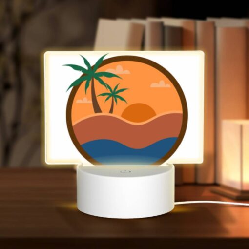 Rectangular Acrylic Night Light, A Sunset Scene With A Beach And Palm Trees. -Acrylic Night Light Shop 292aeb776c0bbe6ae139a17fb995d8a2166085fb