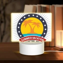 Rectangular Acrylic Night Light, A Logo For Summer Vacation.