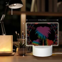Rectangular Acrylic Night Light, A Colorful Image Of A Palm Tree With A Rainbow Background. -Acrylic Night Light Shop 2960742455ee42af854b49fc568a8af103876d81
