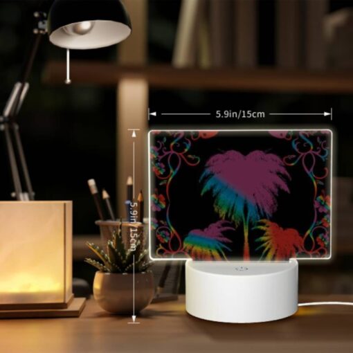 Rectangular Acrylic Night Light, A Colorful Image Of A Palm Tree With A Rainbow Background. -Acrylic Night Light Shop 2960742455ee42af854b49fc568a8af103876d81