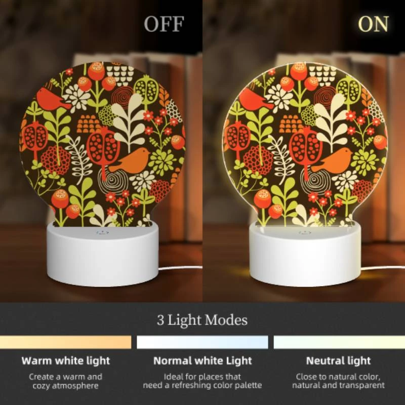Round Acrylic Night Light, A colorful floral pattern with birds and berries. Round Acrylic Night Light, A Colorful Floral Pattern With Birds And Berries. -Acrylic Night Light Shop 2a1ac55c5f4356e2d024832508133f70278864e1