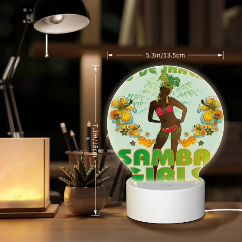 Round Acrylic Night Light, A woman in a bikini is posing for a poster advertising Rio de Janeiro. Round Acrylic Night Light, A Woman In A Bikini Is Posing For A Poster Advertising Rio De Janeiro. -Acrylic Night Light Shop 2a7760dca1da2f53335013e3cd5f777fec05fbb8
