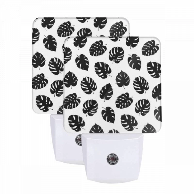 Night Light Set of 2, A pattern of leaves on a black and white background. Night Light Set Of 2, A Pattern Of Leaves On A Black And White Background. -Acrylic Night Light Shop 2aad4a5473031e90839c142800af3865eb3fb819