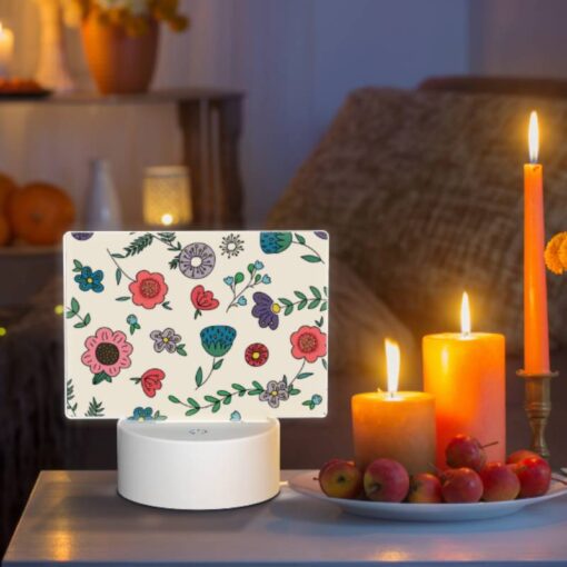 Rectangular Acrylic Night Light, A Colorful Floral Pattern With Pink -Acrylic Night Light Shop 2ae54624984a7255f7441a871ed8eb5a1ec94395