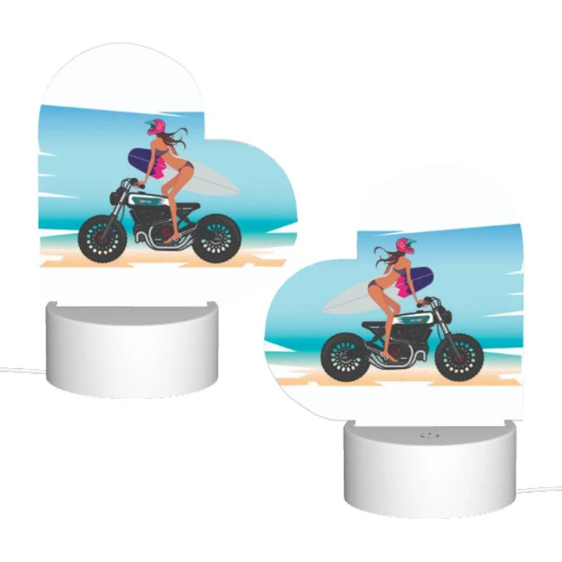 Love Acrylic Night Light, A woman is sitting on a motorcycle with a surfboard on the back. Love Acrylic Night Light, A Woman Is Sitting On A Motorcycle With A Surfboard On The Back. -Acrylic Night Light Shop 2b1cefe9ec7b16c38571c7aed6bbf1a240c5f848