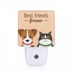 Night Light, A Dog And A Cat Are Shown Together