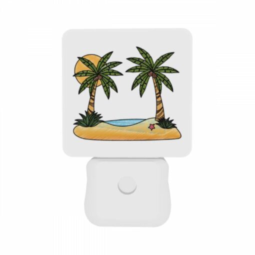 Night Light Set Of 2, A Cartoon Drawing Of A Tropical Island With Two Palm Trees And A Sun. -Acrylic Night Light Shop 2b933fd6b60e56670b0a502c62e8f8b0aec80022