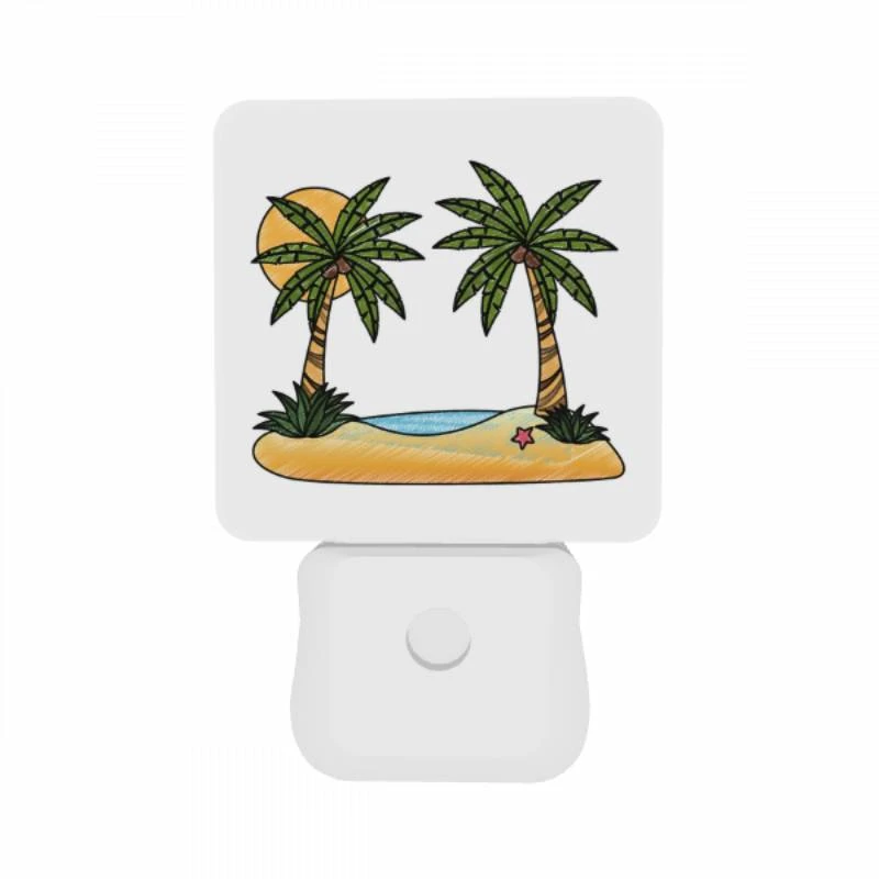 Night Light Set of 2, A cartoon drawing of a tropical island with two palm trees and a sun. Night Light Set Of 2, A Cartoon Drawing Of A Tropical Island With Two Palm Trees And A Sun. -Acrylic Night Light Shop 2b933fd6b60e56670b0a502c62e8f8b0aec80022