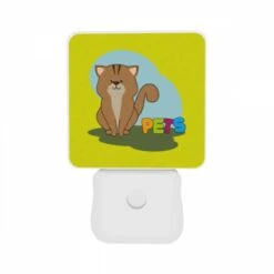 Night Light Set Of 2, A Cartoon Cat Is Sitting On The Ground And Says "Pets." -Acrylic Night Light Shop 2ba4b912467481f2feaef6c3c61566a7548c4f4e