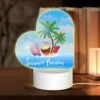 Love Acrylic Night Light, A Cartoon Of A Beach With A Palm Tree