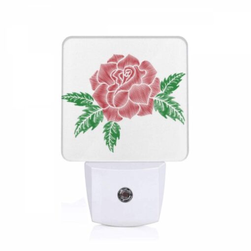 Night Light, A Red Rose With Green Leaves. -Acrylic Night Light Shop 2c0907ed601c927e999d383d80e6974ddcb636ab