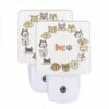 Night Light Set Of 2, A Circle Of Dogs With A Paw Print In The Middle.