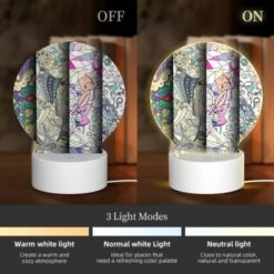 Round Acrylic Night Light, Four Different Colored Paintings Of Flowers. -Acrylic Night Light Shop 2d00d39923ee78907a01e258cf162dc2746d7c3f