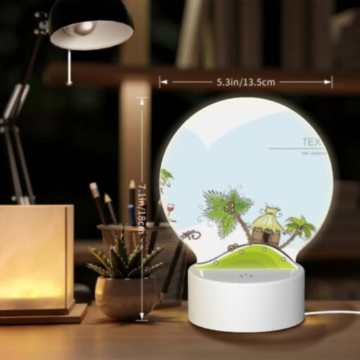 Round Acrylic Night Light, A Cartoon Of A Hill With A Palm Tree And A Bottle Of Wine. -Acrylic Night Light Shop 2d6d44cd843b9cc8cae2a8fddbfacc6562b19dd3