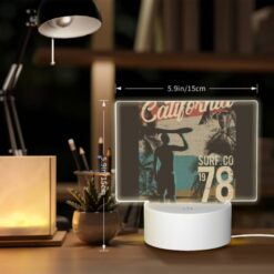 Rectangular Acrylic Night Light, A Man Is Holding A Surfboard Over His Head. -Acrylic Night Light Shop 2e28b381cddee105f3064cb10df349e3bf558873