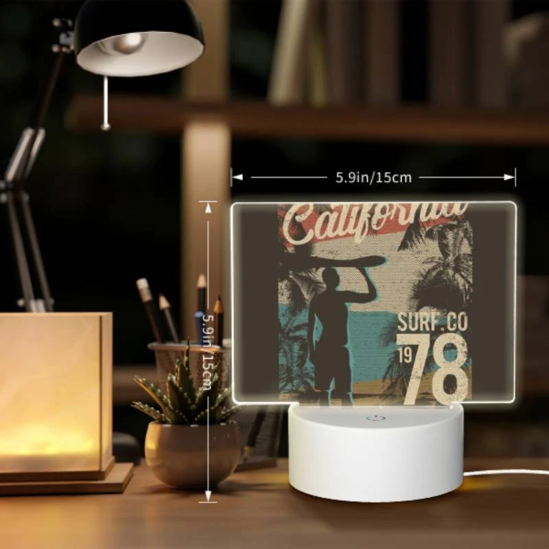 Rectangular Acrylic Night Light, A man is holding a surfboard over his head. Rectangular Acrylic Night Light, A Man Is Holding A Surfboard Over His Head. -Acrylic Night Light Shop 2e28b381cddee105f3064cb10df349e3bf558873
